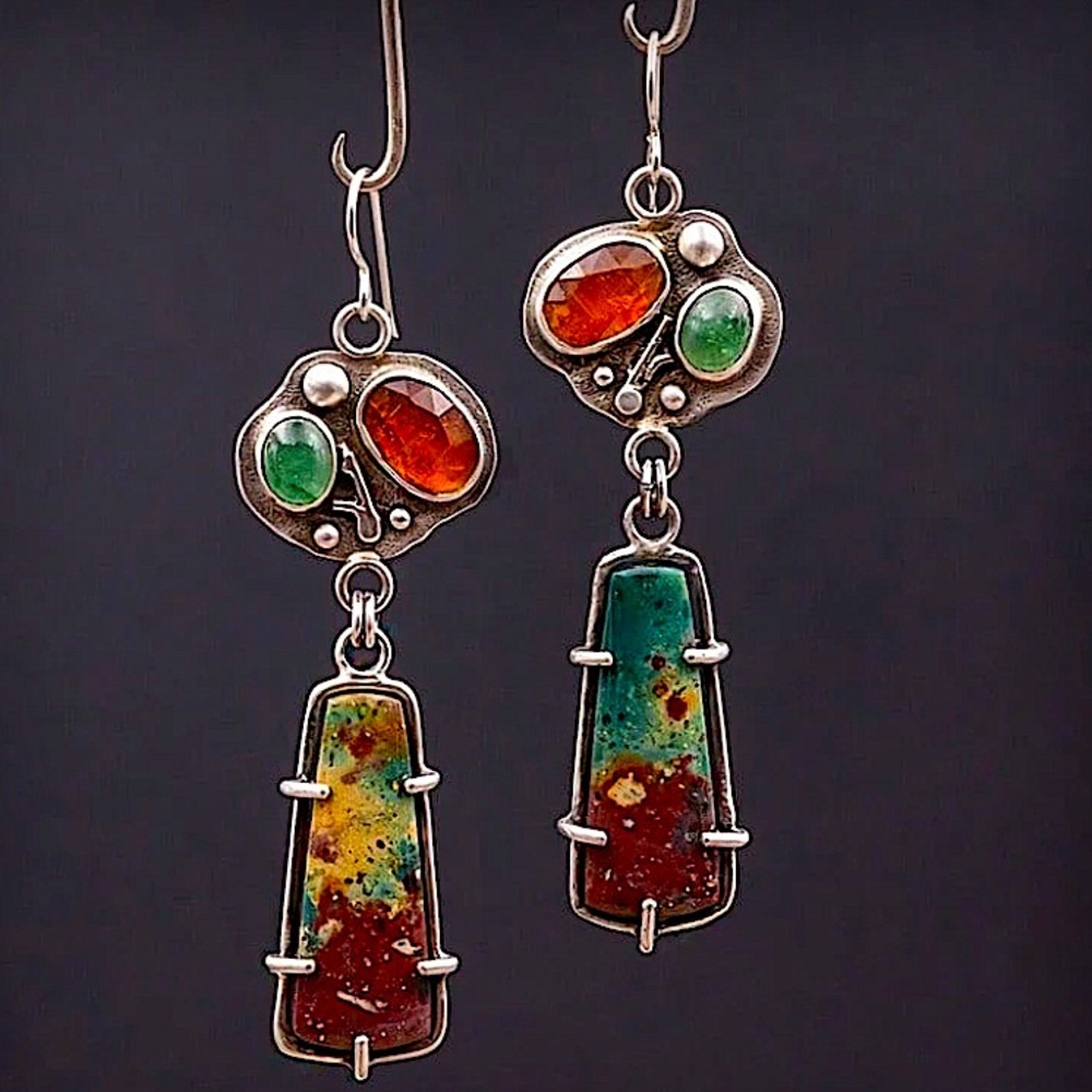 Boho Multicolor Handmade Dangle Earrings – Stainless Steel & Vibrant Style